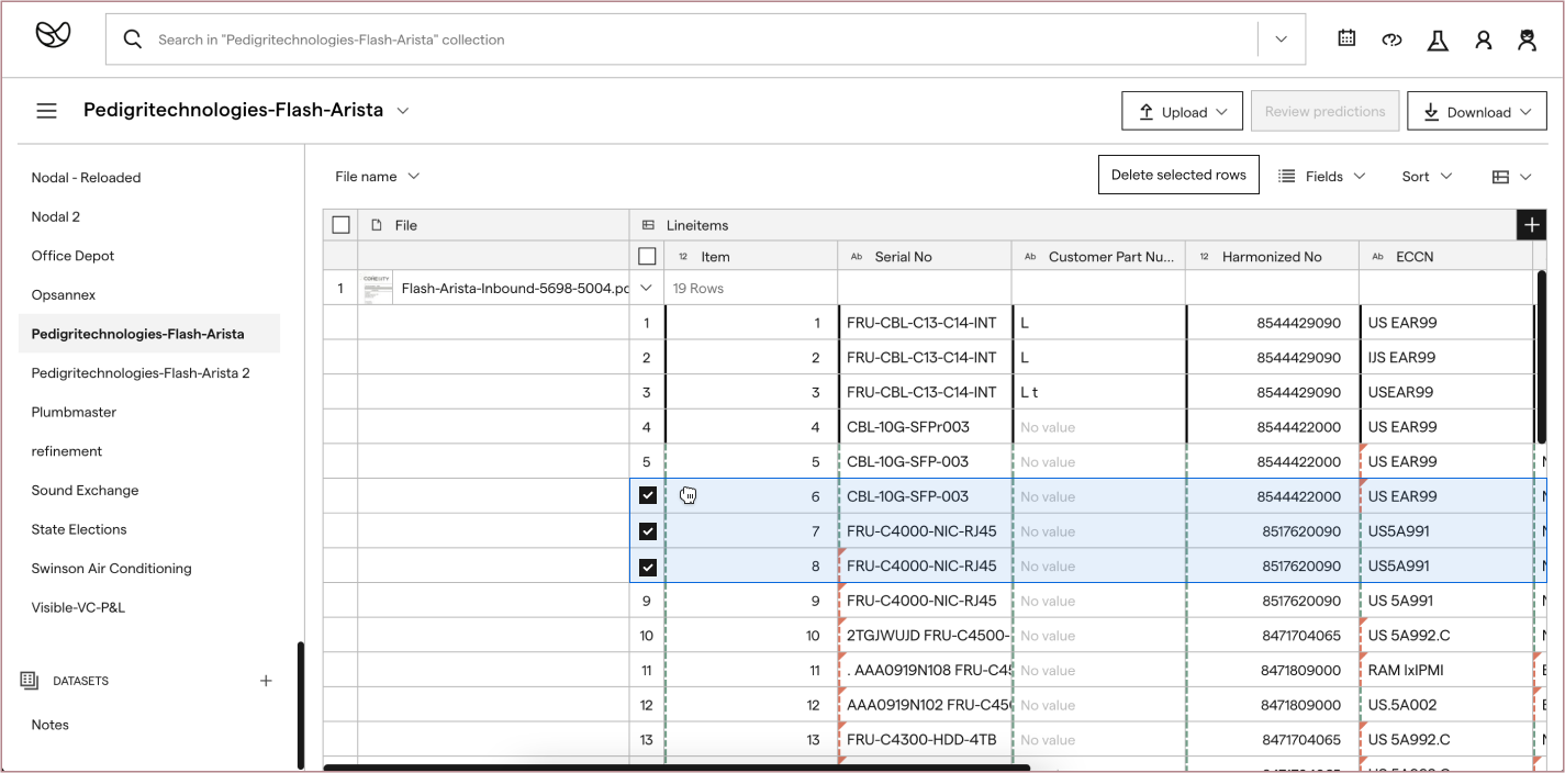 new data view, with nested tables
